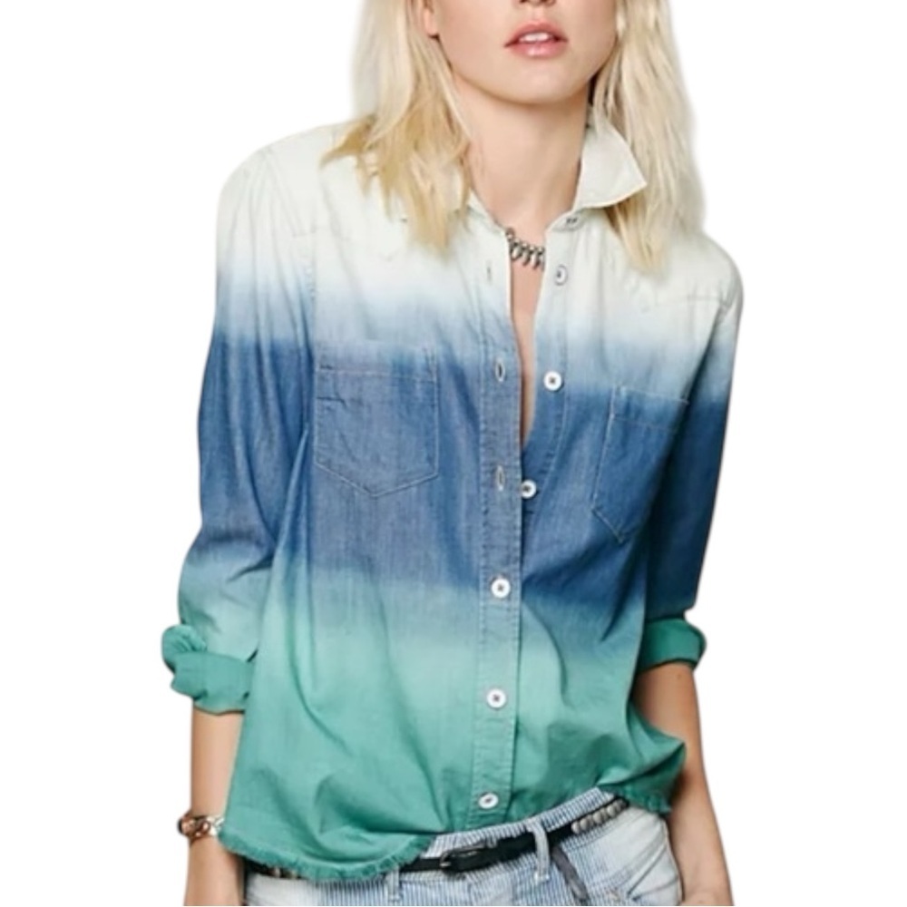 Free People Before Sunrise Ombre Button Down Shirt Size Small We The Free